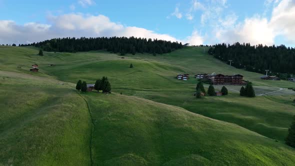 Sunrise on the Seiser Alm in the Dolomites mountains alt