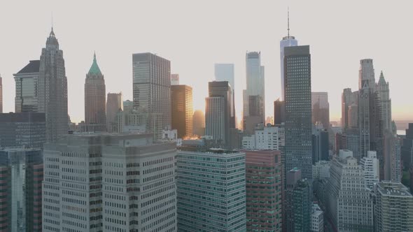 Flying Above Manhattan Buildings New York City alt