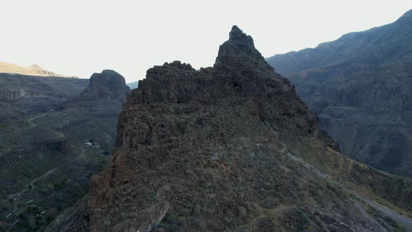 Ansite Fortress. Aerial shot in orbit of the wonderful Ansite Fortress on the island of Gran Canaria alt