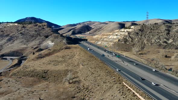 Sunday traffic along I 70 just outside of Denver alt