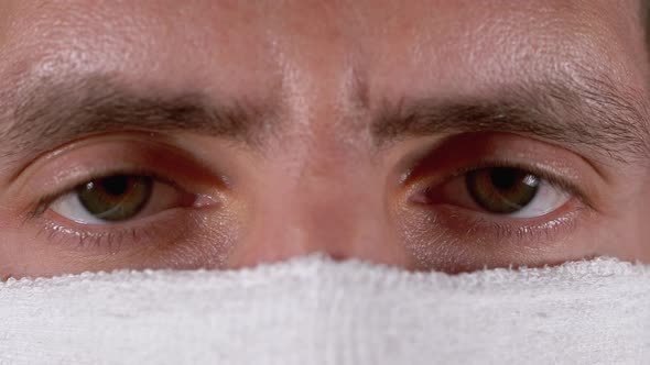 Portrait of Young Man in Protective Gauze Mask, Protection Coronavirus COVID-19 alt