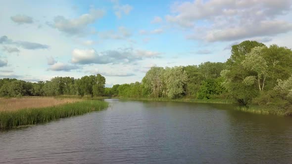Flight Over River and Forest in Spring alt