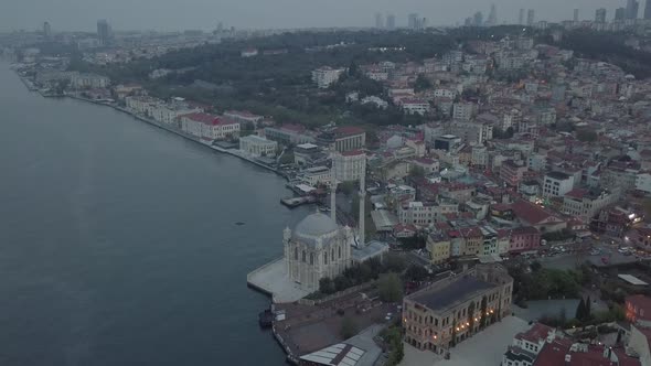 Istanbul Bosphorus Ortakoy Mecidiye Mosque Aerial alt