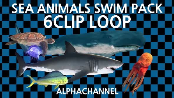 Sea Animals Swim pack 6Clip