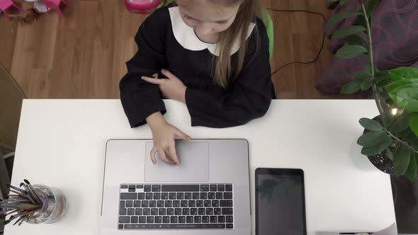 Girl Studying Using Laptop