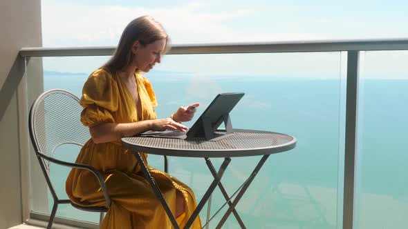 Attractive Young Travel Woman Making Payments with Credit Card for Booking Hotel alt