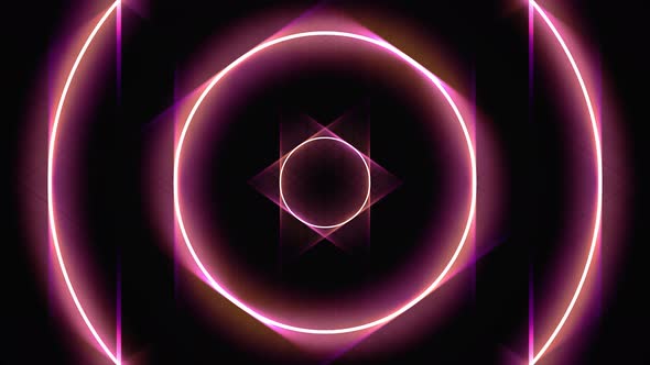 Glowing circle frames widen and moving fast one by one alt