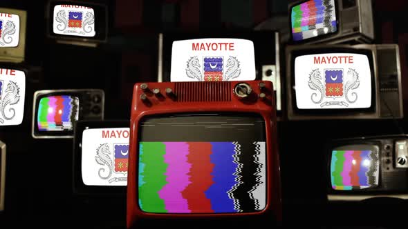 Flag Of Mayotte on Retro TVs. alt