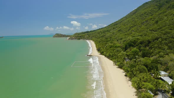 Aerial, Gorgeous View On Ellis Beach In Cairns, Queensland, Australia