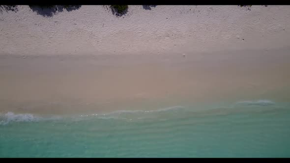 Aerial view travel of tropical lagoon beach lifestyle by turquoise ocean with white sandy background alt