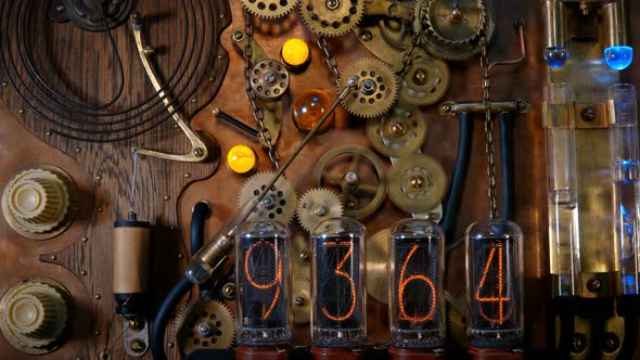Steampunk, the Device Is a Time Machine with Randomly Running Numbers and Stop at the End of 2019, alt