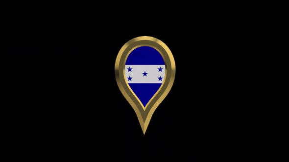 Honduras Flag 3D Rotating Location Gold Pin Icon alt