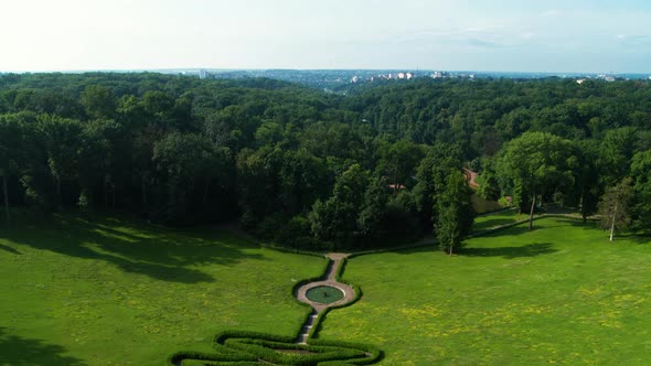 Parterre Amphitheatre in Sofiyivka Park in Uman Aerial View alt