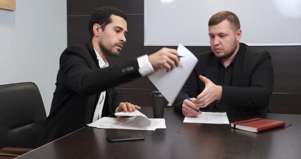 Two Men Business Partners Have Meeting Deal Negotiation