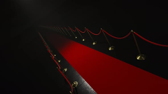 Seamless loop animation with the red carpet. lighted by the flashlights. 4k alt