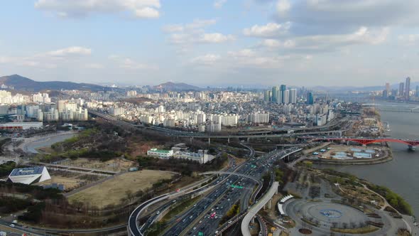 Seoul Dong Mapo Gu Mangwon Dong City Building Road Traffic