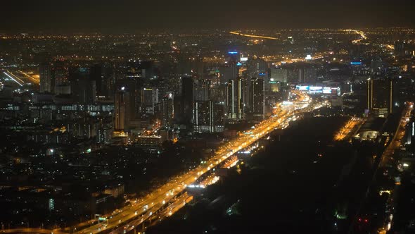 Aerial Shot of City at Night