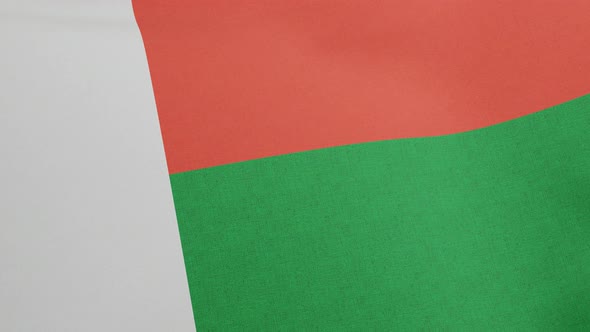 National Flag of Madagascar Waving Original Size and Colors 3D Render Sainani Madagasikara or alt