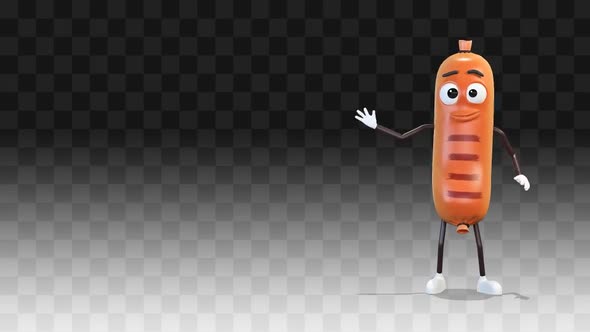 Sausage Comes Out From The Right Side Of The Screen And Greeting alt
