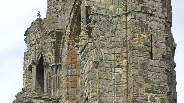 Tilt up view of a ruined tower alt
