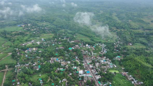 Aerial view of Lushai, an heritage small village in Sajek Valley, Bangladesh. alt