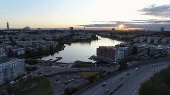 Aerial View of Hammarby Sjöstad in Stockholm