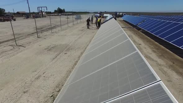 Solar panel . aerial view. A solar power plant located in a valley. alt