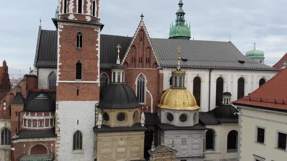 Aerial footage of the a typical street in Krakow Krakow Poland showing Renaissance alt