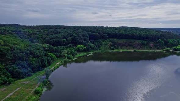 Aerial View Small Dam on the River alt