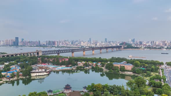 Time lapse of aerial view of wuhan city ,China alt