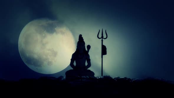 Shiva Dancing On Top Of Kailash Mountain On A Full Moon Background alt