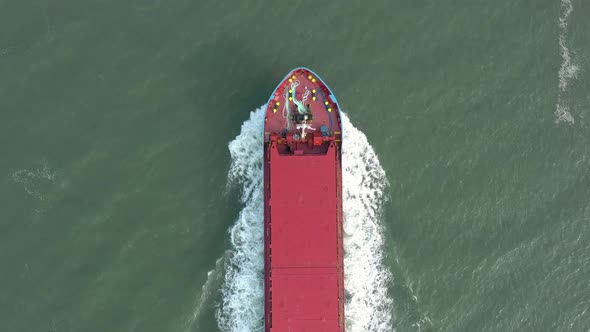 Bird's Eye View of a Cargo Ship at Sea alt
