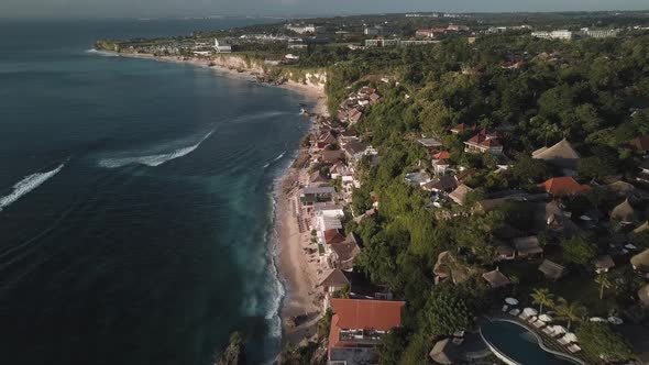 Cinematic Drone Fly Over Bingin Beach in Bali Indonesia 