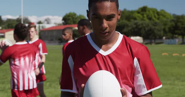 Rugby player looking at camera alt