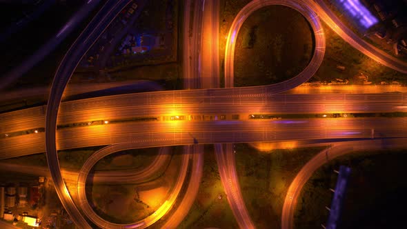 4K : Aerial time lapse in motion drone shot of freeway and interstate traffic alt