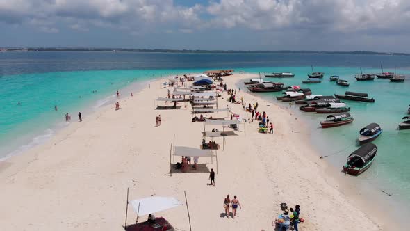 Drone View of Paradise Island in the Indian Ocean with Turquoise Water Zanzibar alt