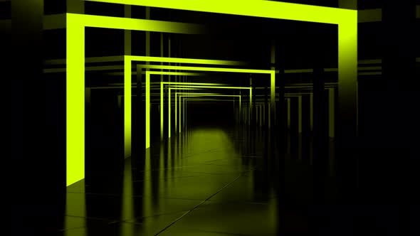 Loop Tunnel With Neon Green Lights