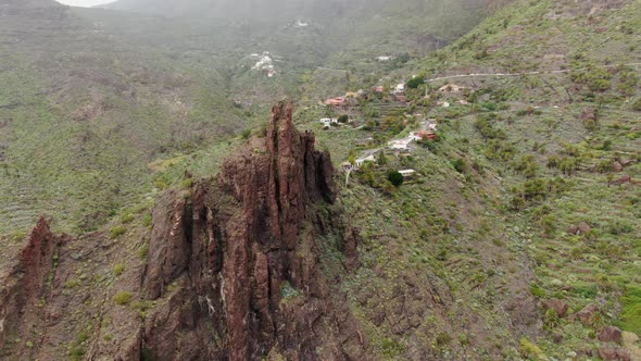 Fantastic Aerial shot of Roque Masca is a small mountain village on the island of Tenerife. alt