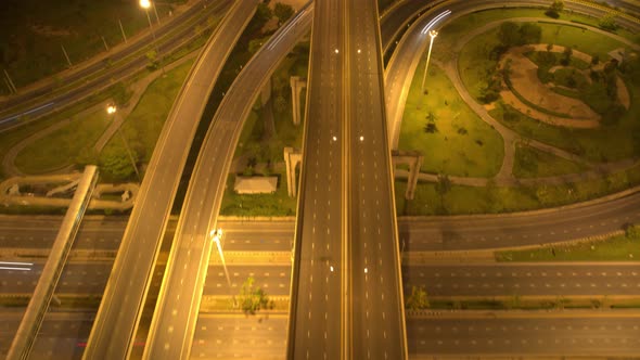 4K : Aerial hyperlapse drone shot of fast moving Highway road. alt