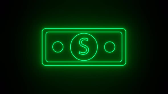 Neon Dollar banknote sign. alt