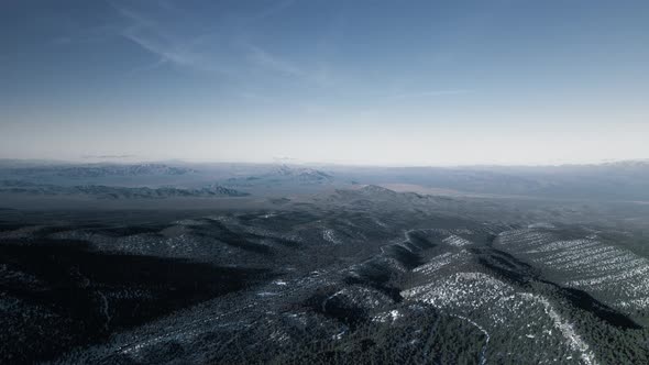 Aerial video of evergreen mountain slope near Charleston peak, Nevada, USA alt