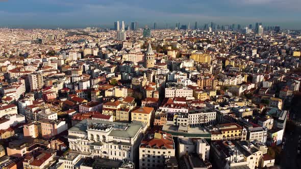 Aerial View of Galata Tower in Istanbul Turkie