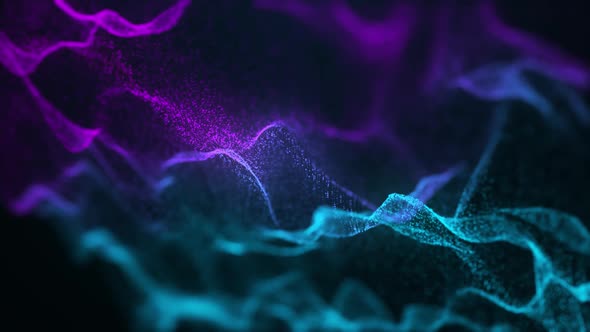Particle Landscape Waves Purple Blue Background