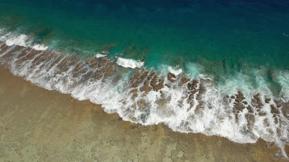 Aerial view of beach in Bora Bora, French Polynesia.