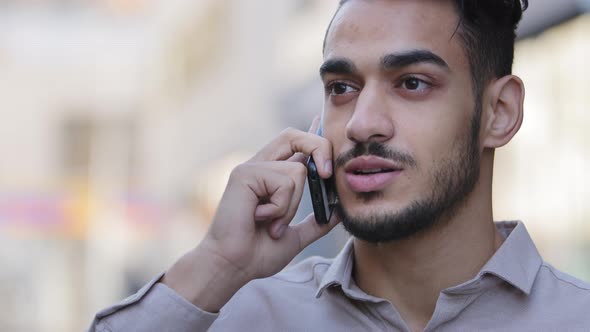 Hispanic Bearded Businessman with Mobile Phone at Street Drinking Coffee Paper Cup alt