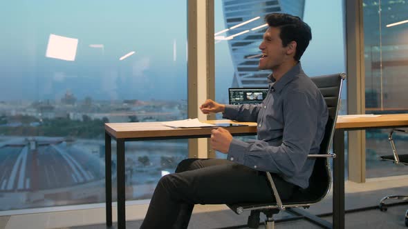 Hispanic Businessman Winning Important Deal alt