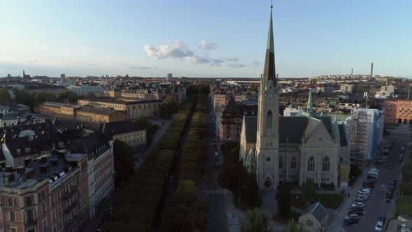 Drone Shot Flying Over Stockholm