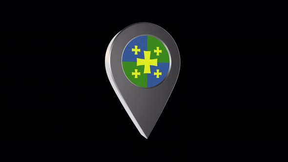 3d Animation Map Navigation Pointer With Flag Of Kutaisi (Georgia) With Alpha Channel - 4K alt
