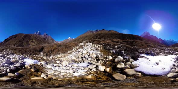VR of Dingboche and Pheriche Village in Nepal, Basic Point of Everest Base Camp Track. EBC alt