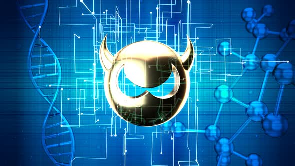 Abstract animation of a virus concept on the grid alt